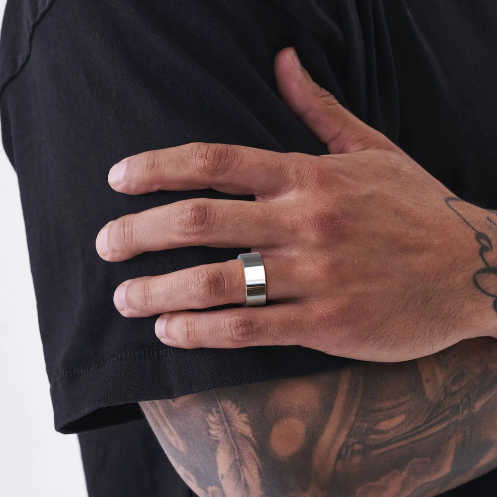 Basic 8mm Wedding Bands for Men, Male Classic Plain Tungsten Carbide Finger Band Ring Jewelry