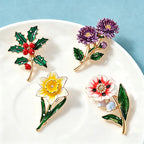 PENDRA Birthflower Enamel Birthday Flower Brooch