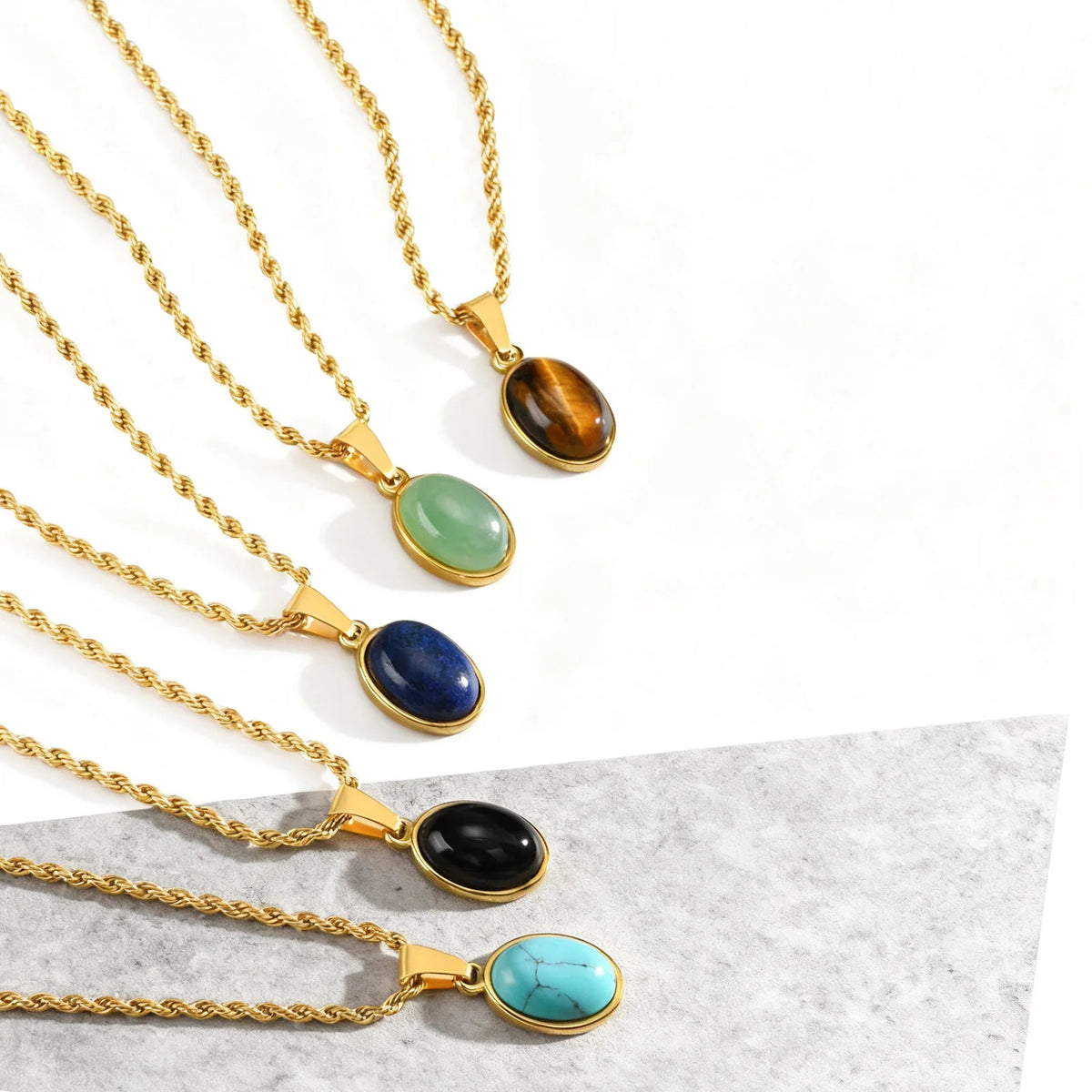 PENDRA Oval Stone Pendant Necklace