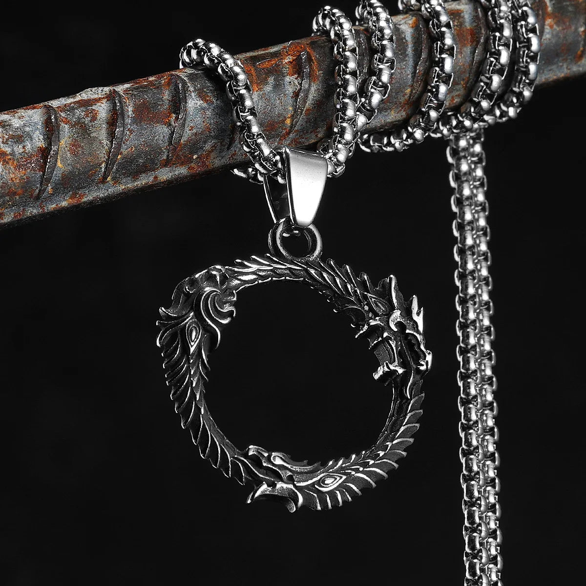 PENDRA Triple Dragon Steel Ring