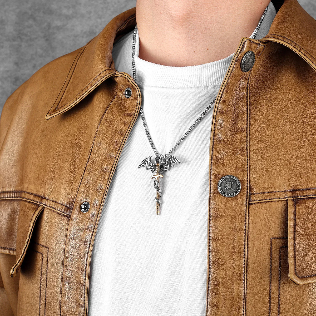 PENDRA Dragon Slaying Sword Steel Necklace