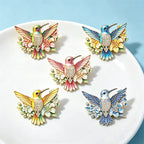 PENDRA Floral Hummingbird Rhinestone Brooch