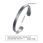 MEN TWISTED C BANGLE WITH SMALL WRIST MOBIUS BRACELET ANTIQUE SILVER COLOR STACKING CUFF BANGLE STAINLESS STEEL UNISEX JEWELRY