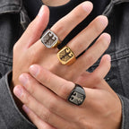 German Federal Eagle Signet Ring for Men,Stainless Steel Square Statement Ring,National Symbol Jewelry