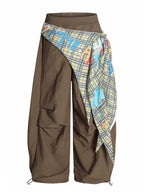 PENDRA Ribbon Patchwork High Waist Parachute Pants