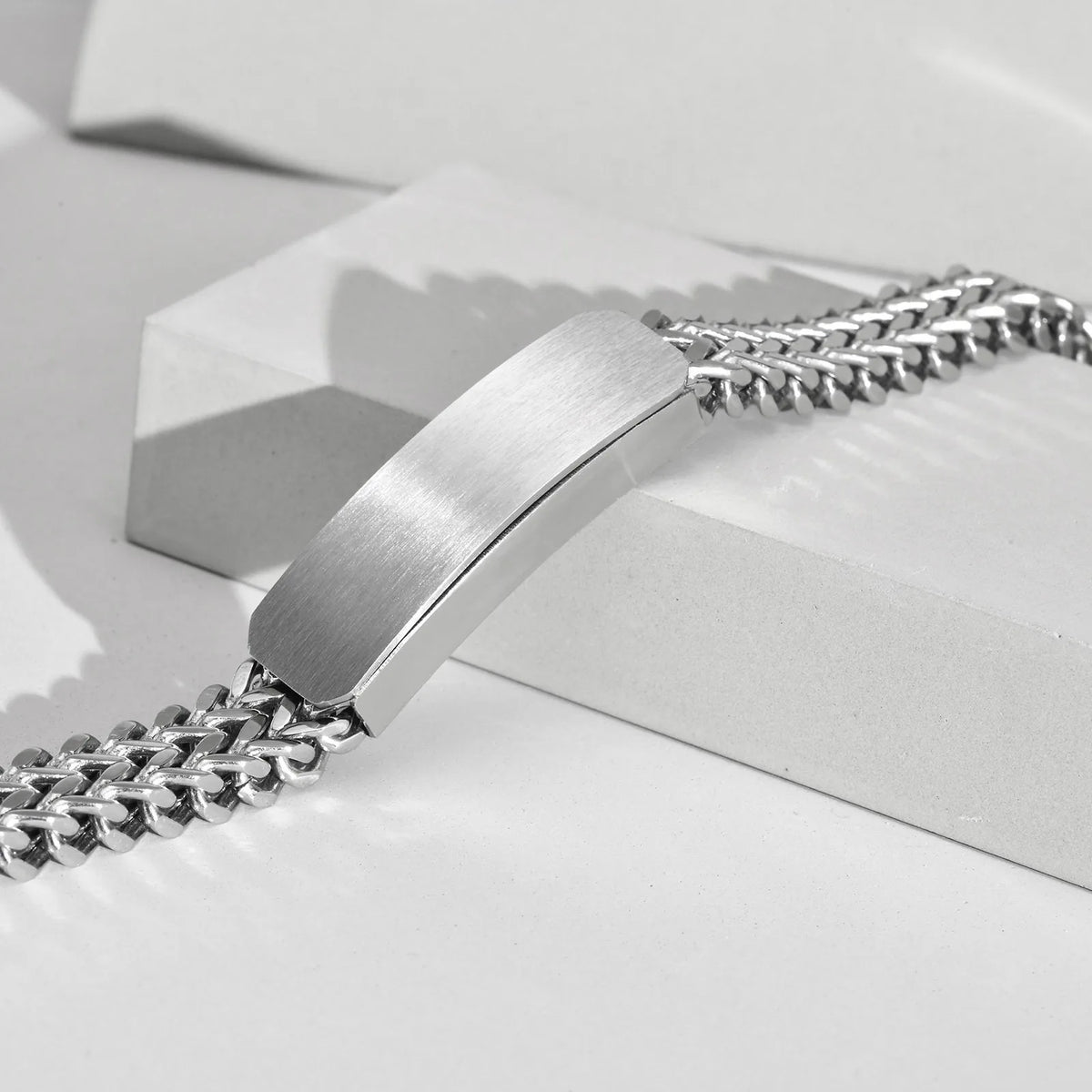 Free Customize ID Bracelets for Men, Waterproof 12mm Stainless Steel Double Layered Cuban Franco Foxtail Chain Wristband