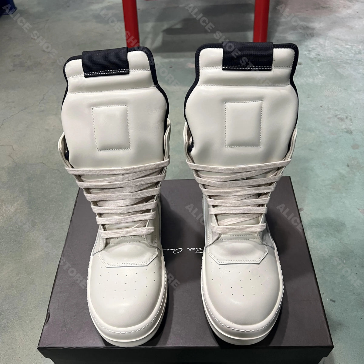 PENDRA White Geobasket White Leather High-Top Zip Thick-Sole Edition 2 Ankle Boots
