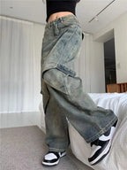 PENDRA Wide Leg Waist Washed Pants