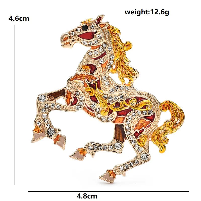 Wuli&baby Luxury Running Horse Brooches For Women Unisex 4-color Enamel Powerful Animal Year Of The Horse  Party Brooches Pins