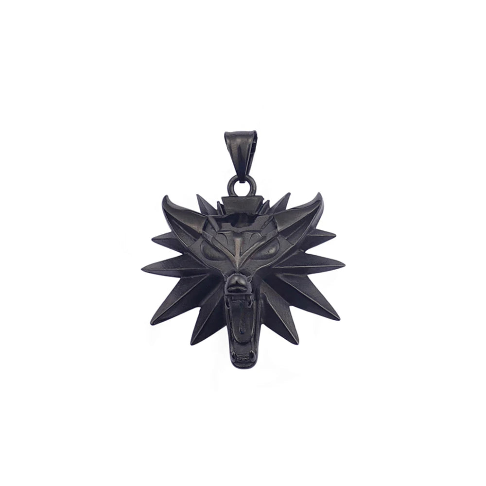 PENDRA Wolfcrest Stainless Steel Wolf Head Pendant