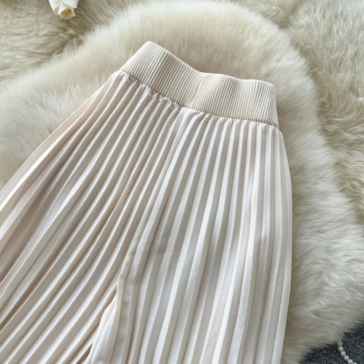 Korean version light mature style high waisted pleated wide leg pants women's spring commuting loose high-end fashion pants