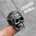Carved Skull Stainless Steel Men Women Necklaces Pendant Chain Trendy Punk Gothic Jewelry Creativity Gift Dropshipping Wholesale