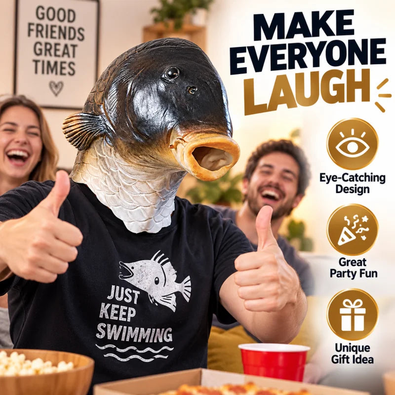 Funny Fish Latex Mask Halloween Costume Realistic Carp Head Mask for Party Cosplay Masquerade