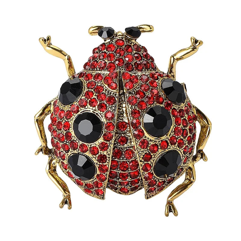 PENDRA Jewel Beetle Rhinestone Insect Brooch