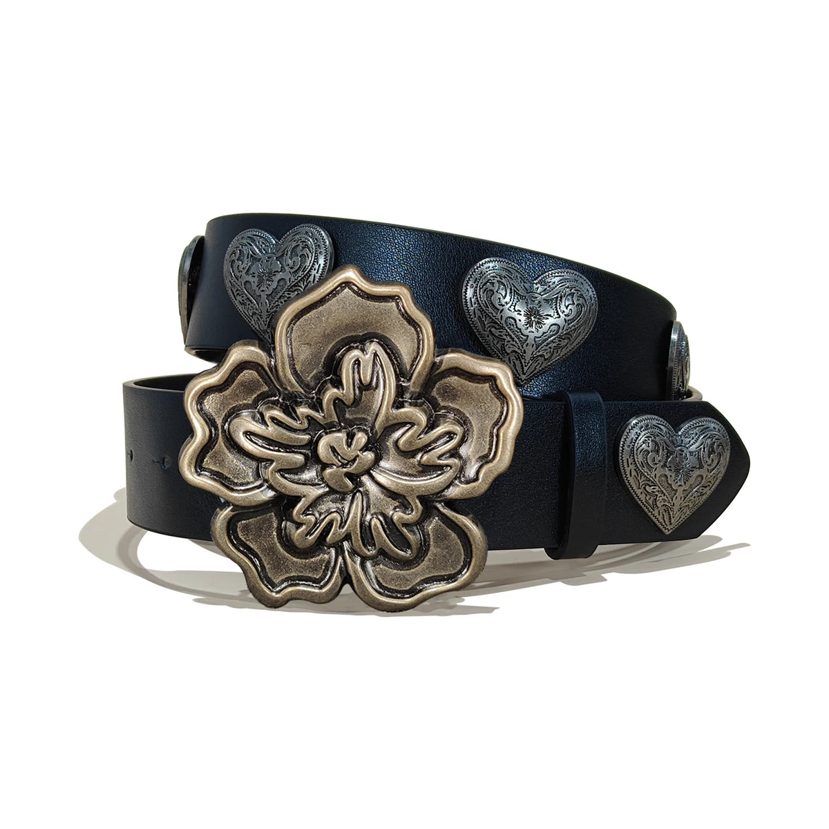 Vintage Carved Gemstone Buckle Floral Rivet Waist Belt For Ladies Daily Wear Y2k Punk Belt Sweet Cool Hot Girl Jeans Waistband