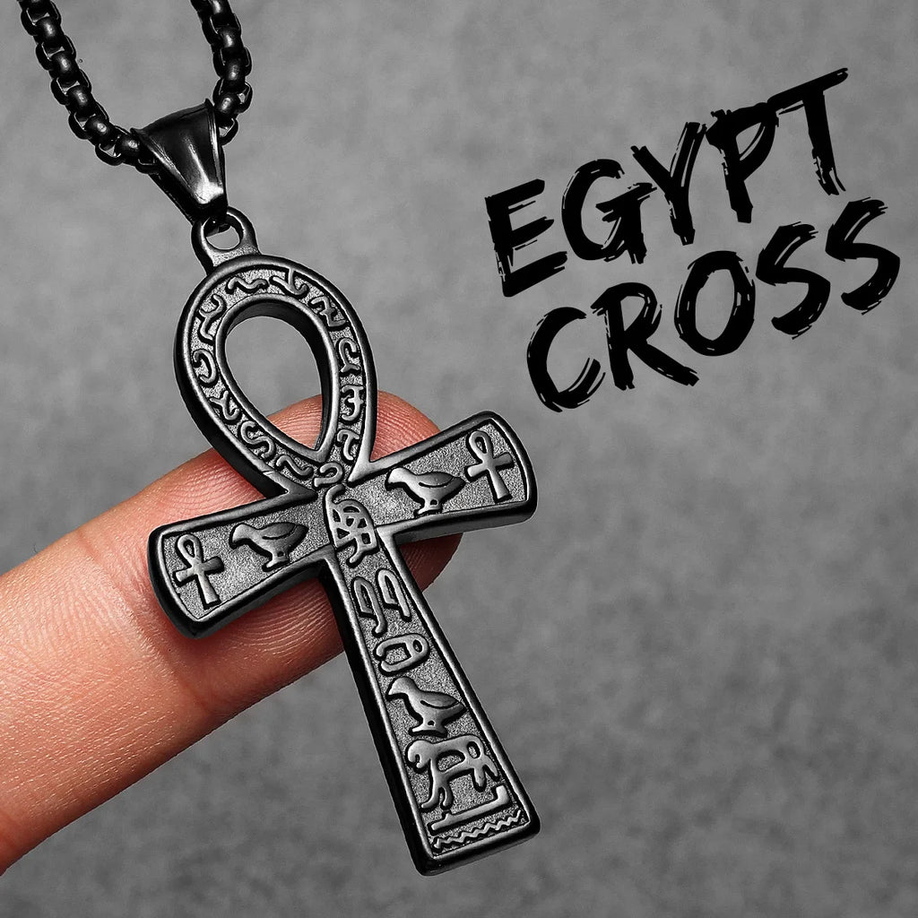PENDRA Egypt Cross Steel Necklace