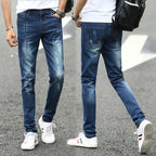 Autumn Winter Brushed Cowboy Luxury Slim Designer Clothes Male Korean Style Denim Skinny Plush Grey Jean Pants Trousers for Men
