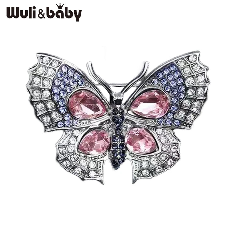 PENDRA Shimmering Butterfly Rhinestone Brooch