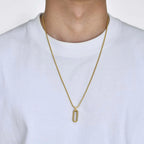 PENDRA Square Geometric Hollow Pendant Necklace