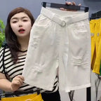 PENDRA White Cotton Harem Denim Pants