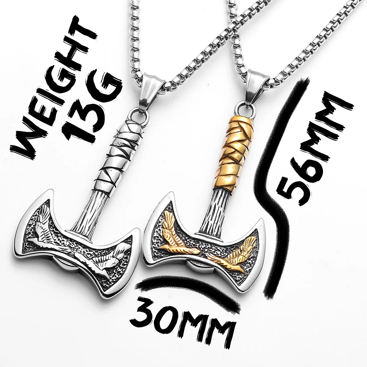 PENDRA Phoenix Axe Steel Necklace