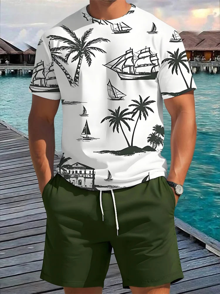 Summer Daily Casual Men's Short Sleeve Shorts Package Urban Street Men's Fashionable T-shirt Outdoor Sports Men's Shorts