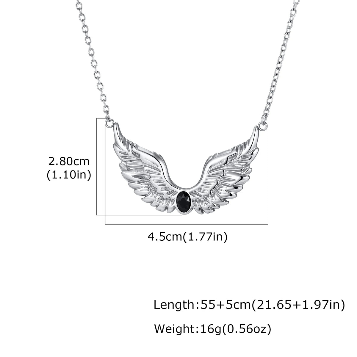 Punk Angel Wings Feather Necklace for Men,Stainless Steel Blue Black Zircon Wings Choker,New Male Jewelry Gift