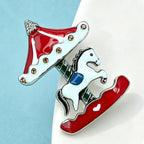 PENDRA Carousel Enamel Horse Brooch