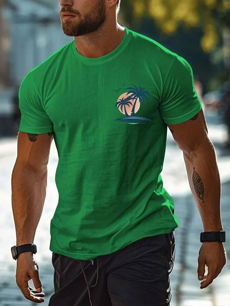 Summer Casual Everyday Men's Short Sleeve Top Hawaiian Men's Fashion T-shirt Outdoor Beach Men's Crew Neck T-shirt 3D Print