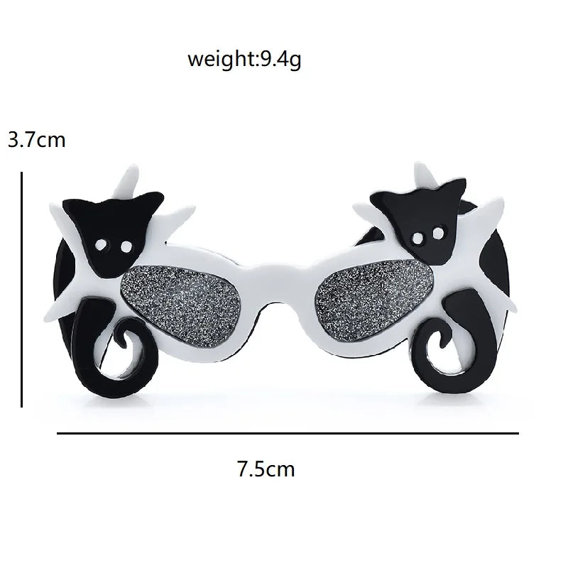 Wuli&baby Lovely Acrylic Bats Glasses Brooch Pins For Women Kid's Clothes Backpack Badge Fashion Jewelry Gifts