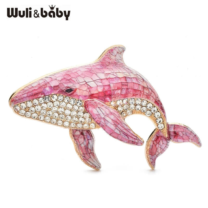 PENDRA Ocean Rhinestone Whale Brooch