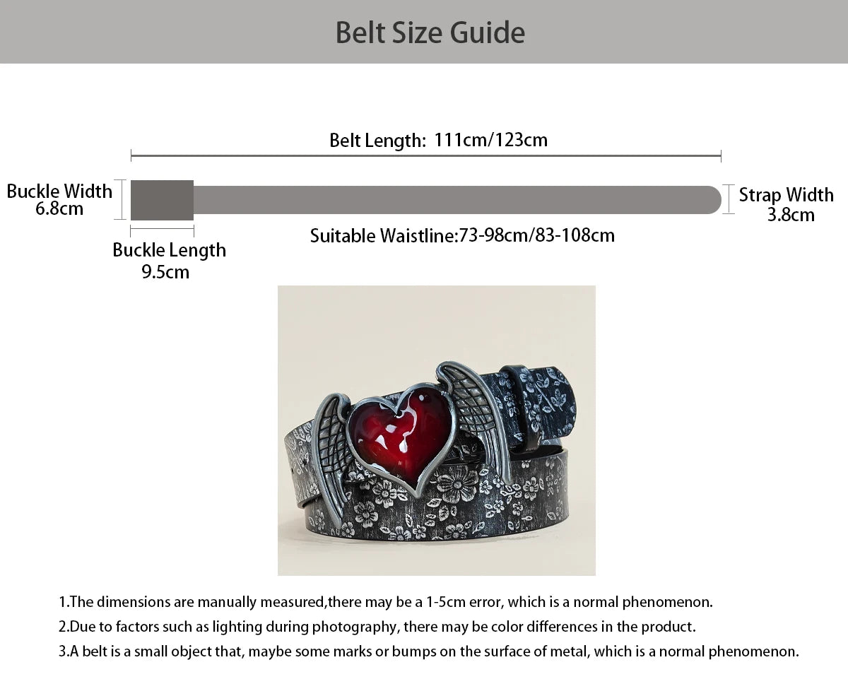 PENDRA Aureessa Leather Red Heart Buckle Heart Belt