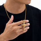 Waterproof Crucifix Cross Necklace for Men Boys,Stainless Steel Catholic Cross Pendant Necklace ,Religious Belief Jewelry Gift