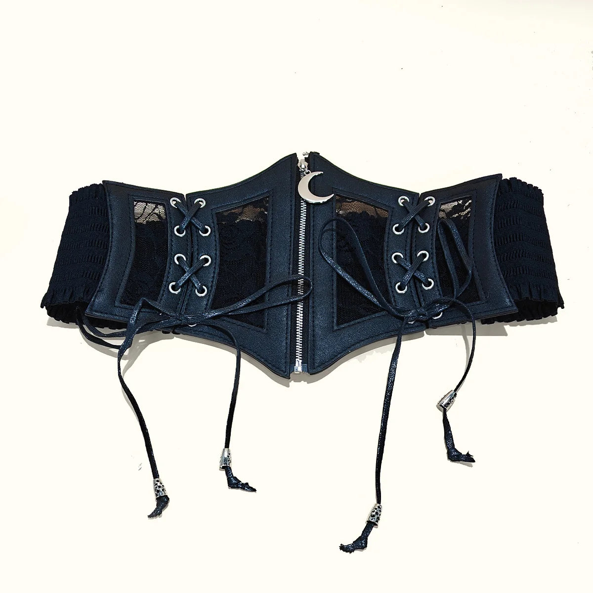 Gothic Glitter Plus Size Stretch Lace Cummerbunds Plus Size Elastic Wide Corset Belt Leather Dress Coat Waistband For Women