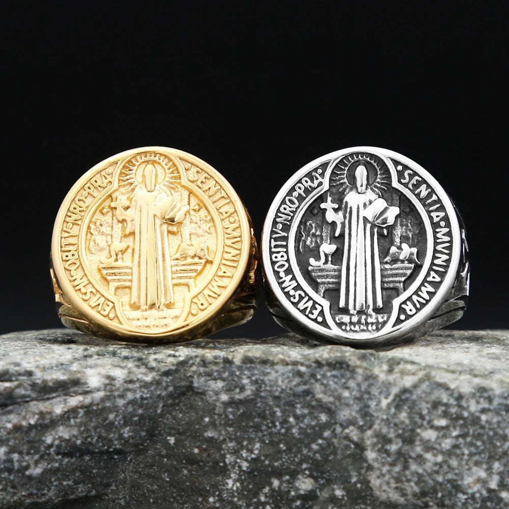 PENDRA Benedictus 316L Stainless Steel Saint Benedict Ring