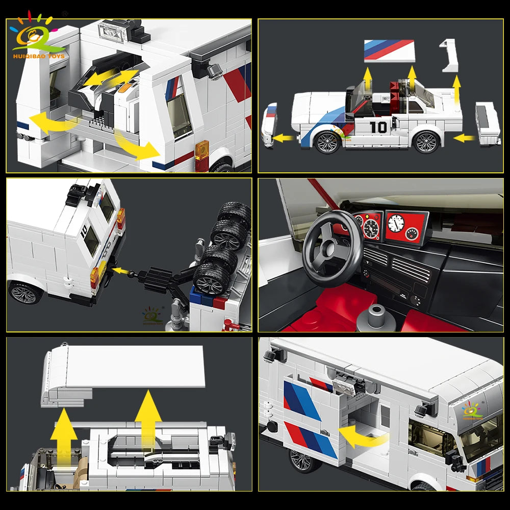 1536Pcs Building Block Race Car Trailer & Van Model Kit DIY Vehicle Transporter Se Assembly Construction Toy Educational Puzzle