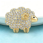 PENDRA Heartwool 2-Color Rhinestone Sheep Brooch