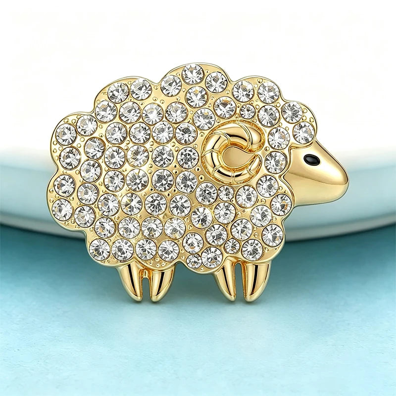 PENDRA Heartwool 2-Color Rhinestone Sheep Brooch