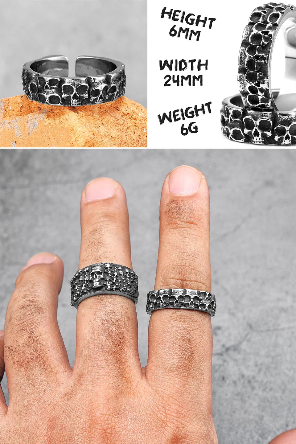 PENDRA Punk Gothic Skull Ring
