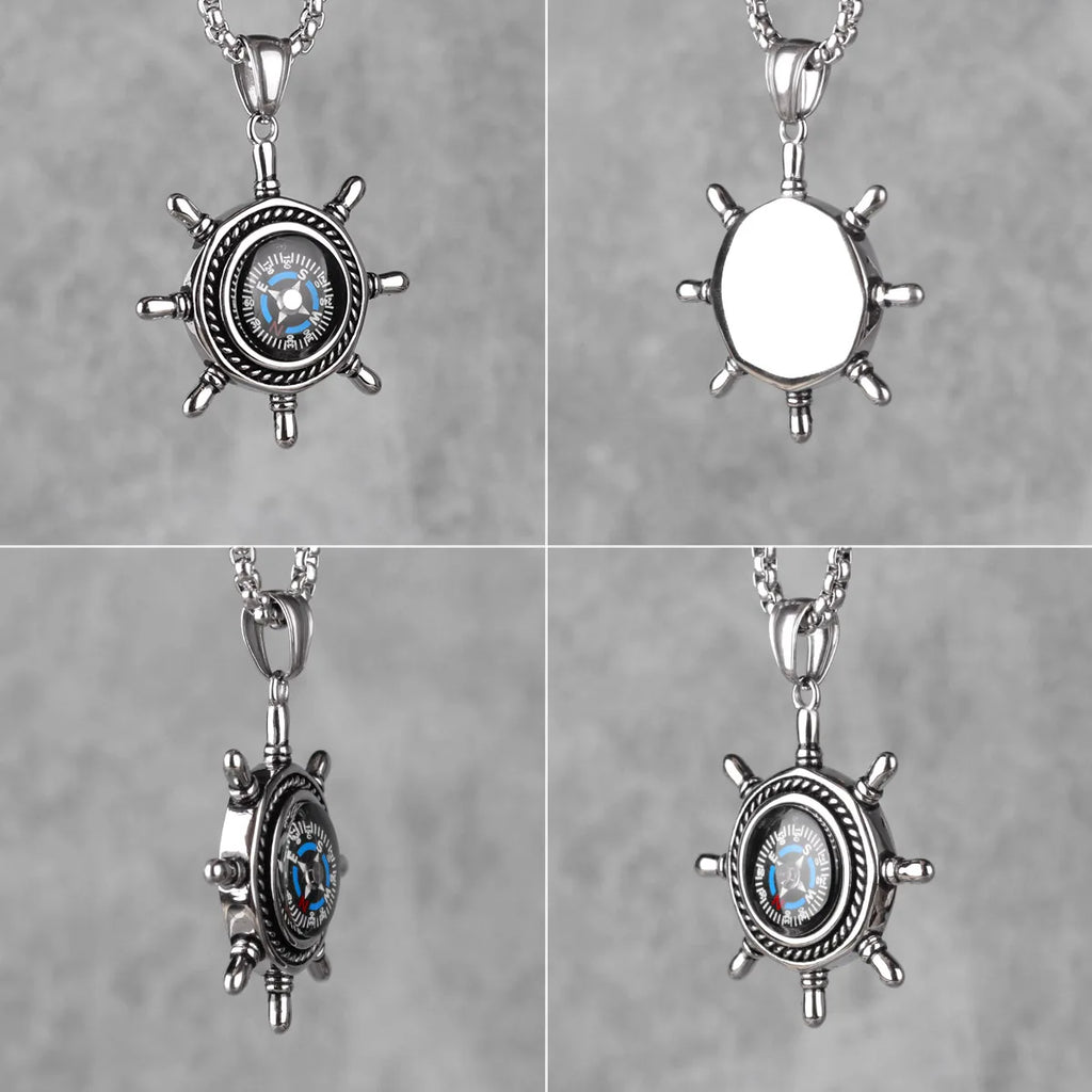 PENDRA Rudder Compass Steel Necklace