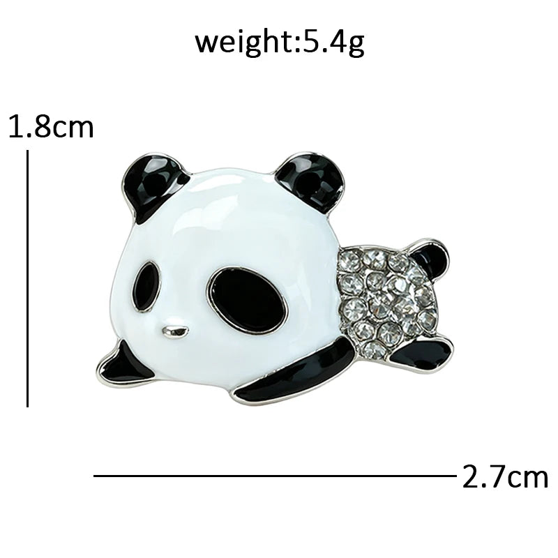 Wuli&baby Lovely Enamel Panda Brooches For Women Unisex Rhinestone Animal Party Causal Brooch Pin Gifts