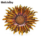 PENDRA Sunbrowna Enamel Brown Sunflower Brooch