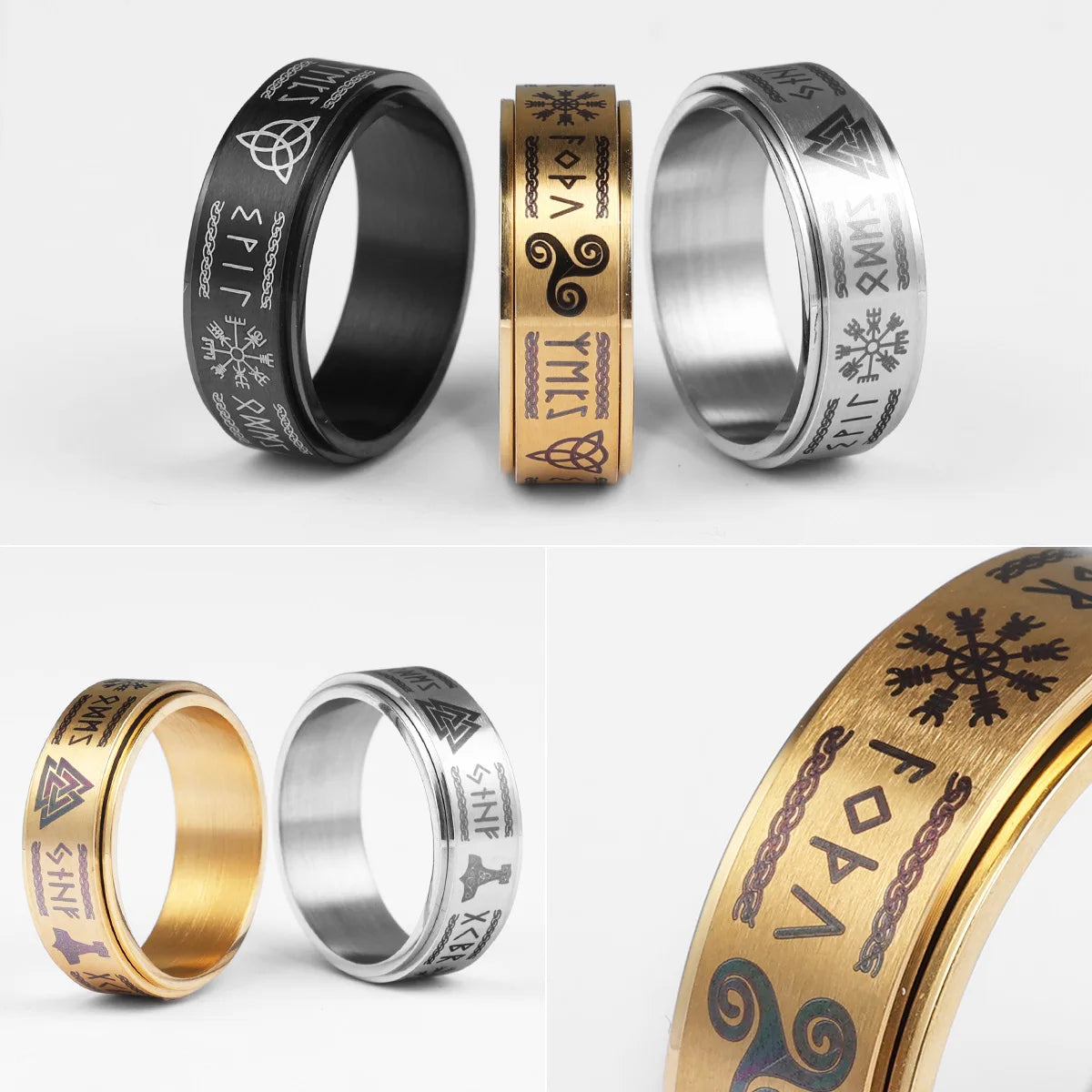 PENDRA Nordic Odin Triangle Steel Ring