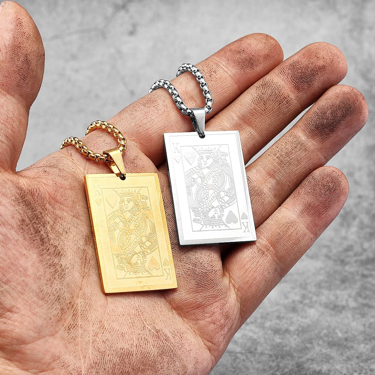 PENDRA Poker King Spades Steel Necklace