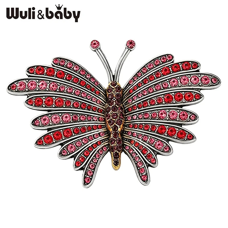 PENDRA Vintage Butterfly Rhinestone Brooch