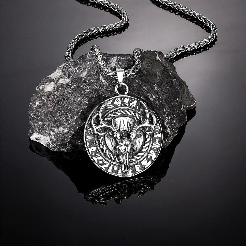 PENDRA Rune Norse Skull Necklace