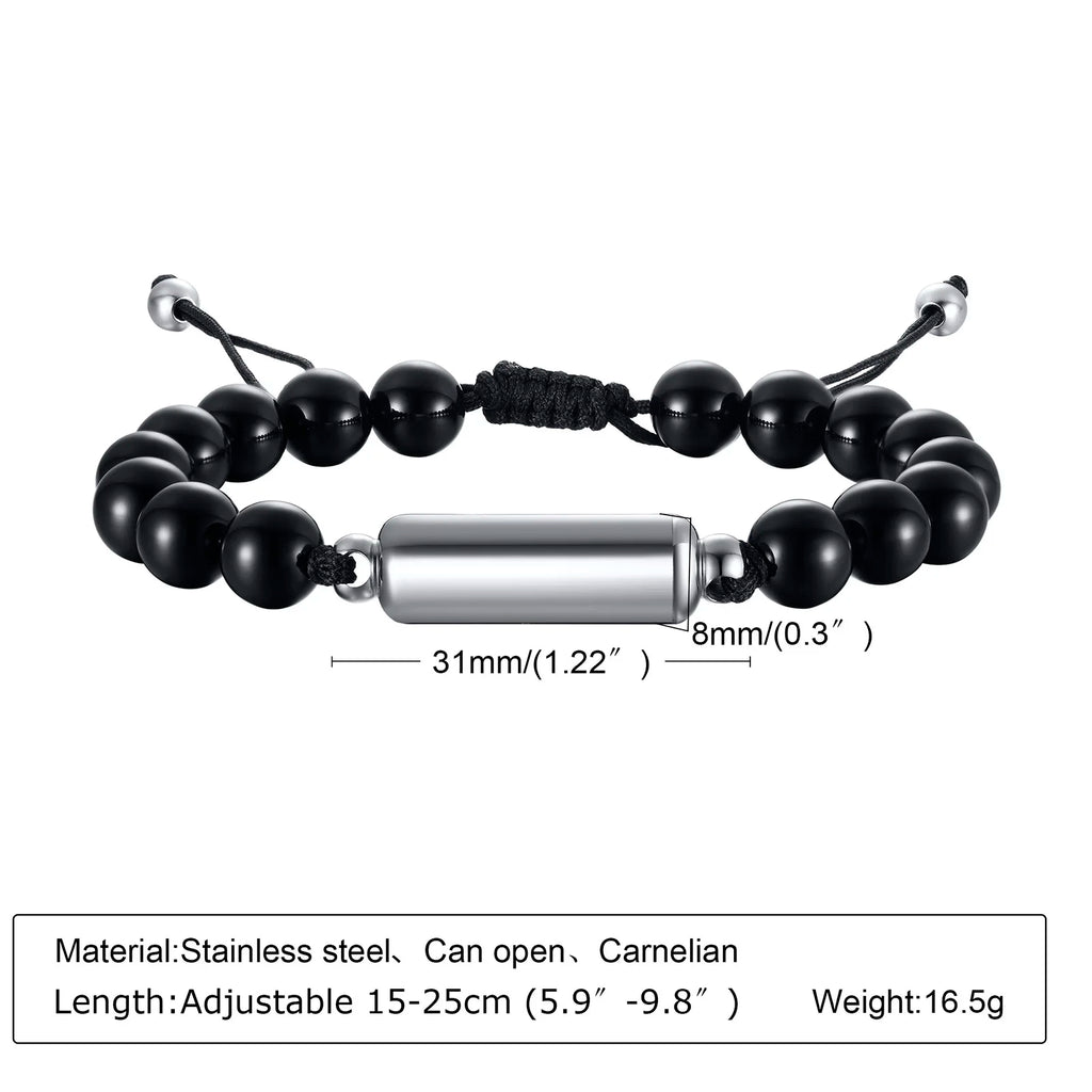 Men Bracelet, Urn Beaded Bracelets,Human or Pet Ashes,Cremation Jewelry for Men,Memorial Jewelry,Sympathy Gift
