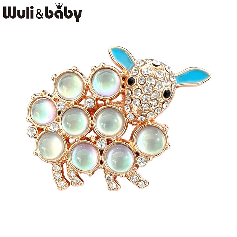 PENDRA Opal Sheep Vintage Animal Brooch