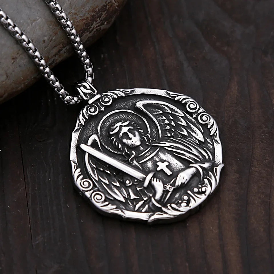 PENDRA Michaelguardian Vintage Saint Michael Angel Pendant Necklace