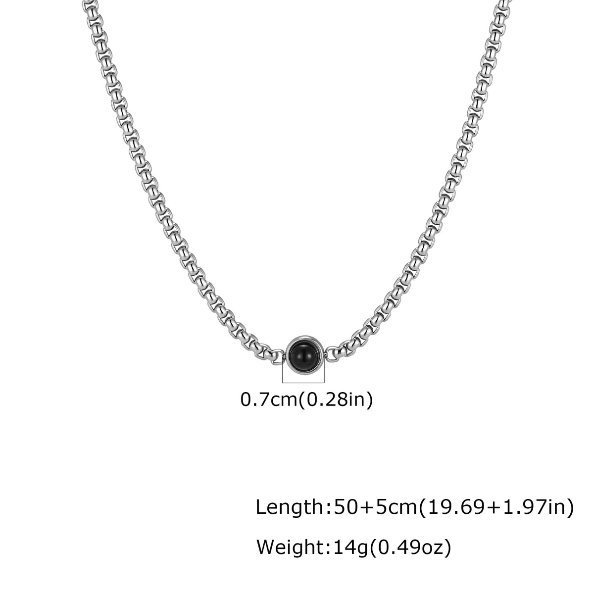 New Simple Natural Stone Chain Necklace for Men,Stainless Steel Box Chain Collars,Causal Jewelry